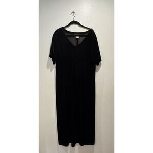 Robbie Bee Vintage Black Velvet Maxi Dress Women’s Plus Size 20W Short Sleeve